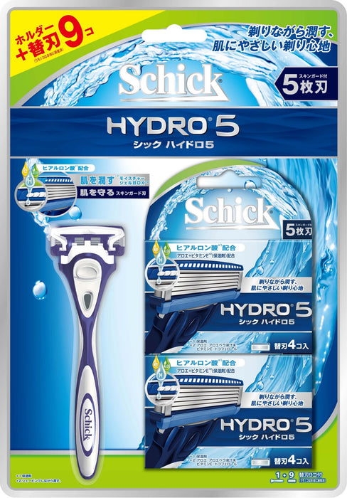 Schick Hydro 5 Men's Razor with 9 Replacement Blades and Large Capacity Holder