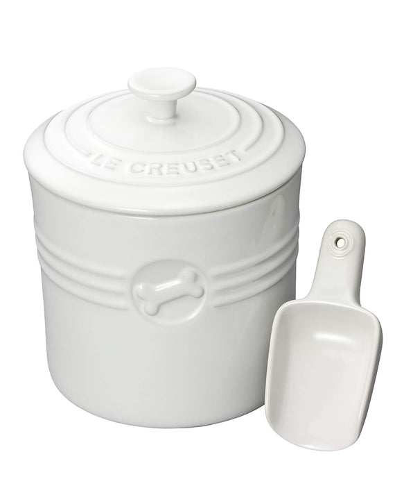 Le Creuset White Pet Food Container with Scoop Official Japanese Product