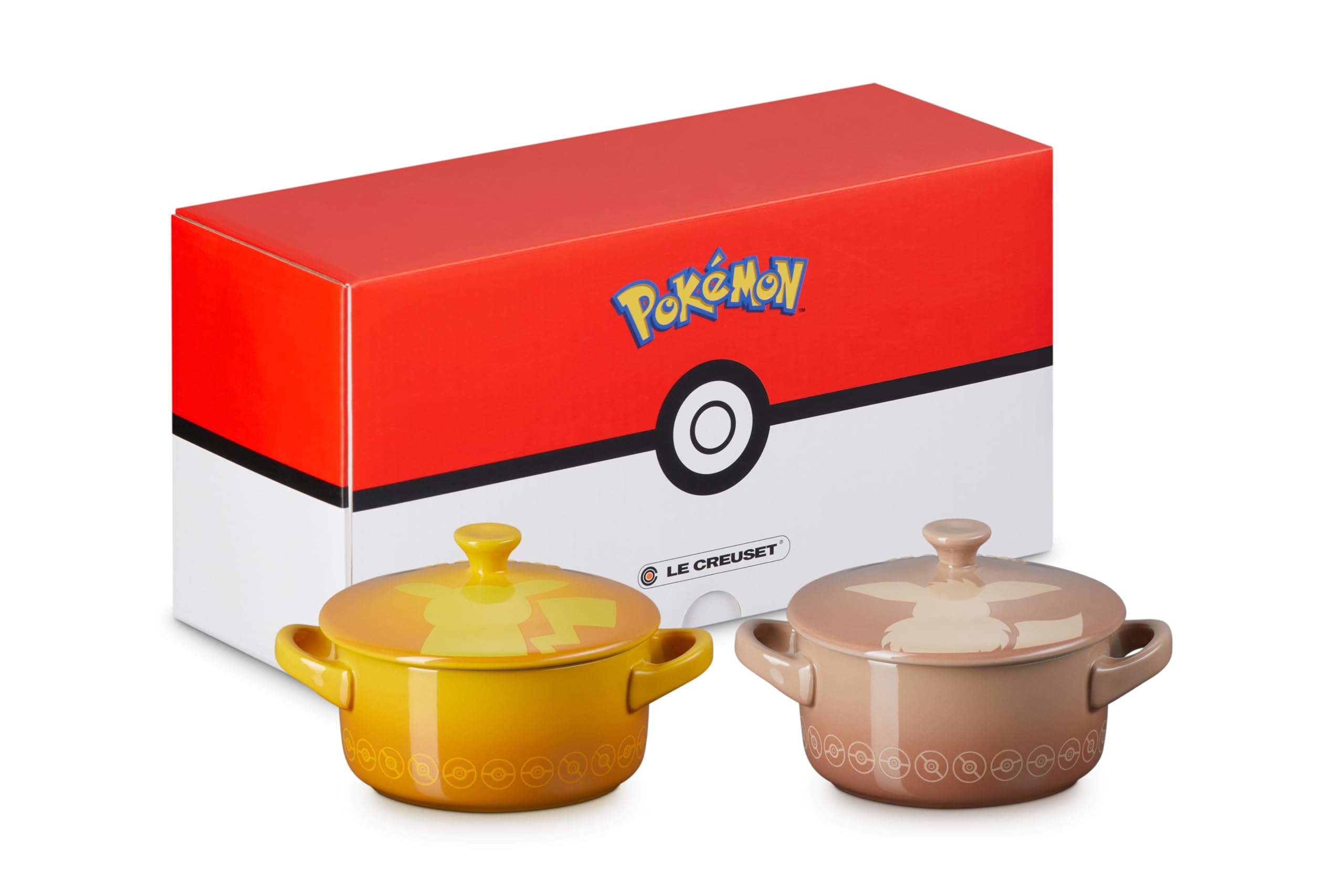 Le Creuset Pokemon Mini Cocotte Set 2pc Pikachu and Eevee Official Jap