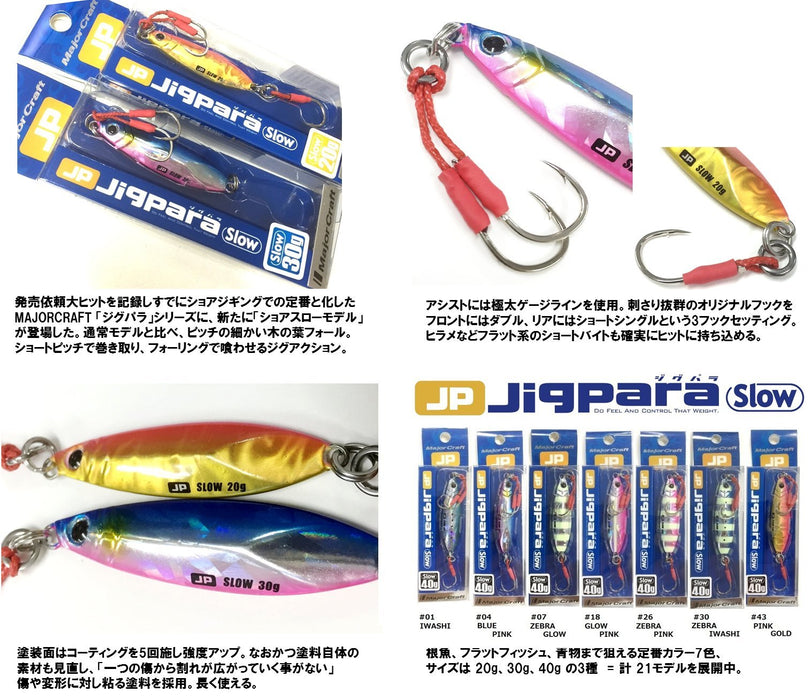 主要工藝 Jigpara Shore Slow 30G 發光粉紅色魚餌 - Jig 模型 Jpslow-30