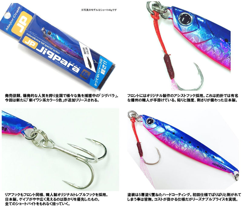 主要工藝路亞 Jigpara 短款 20G 藍色沙丁魚 27 魚夾具