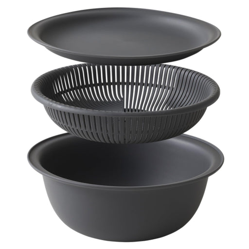 Marna 21Cm Heat-Resistant Dark Gray Colander Bowl Set with Tray-Kiichin - The #1 Place for Japanese Goods in Your Hand!