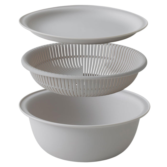 Marna 21Cm Gray Colander Bowl Set Microwave Safe Stackable & Heat Resistant-Kiichin - The #1 Place for Japanese Goods in Your Hand!