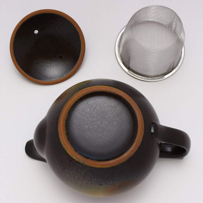 Ichikyu Mino Ware Plump Pot 450ml Brown Bizen Style Pottery Made in Japan-Kiichin - The #1 Place for Japanese Goods in Your Hand!