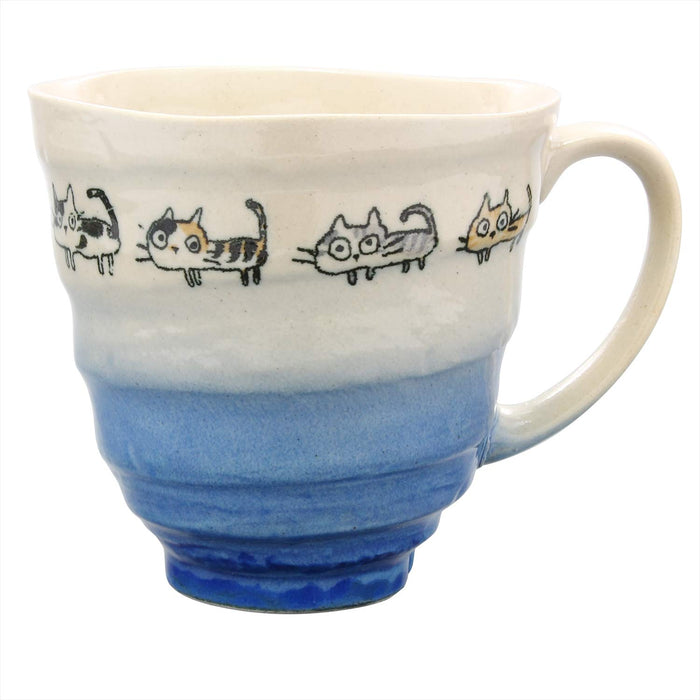 Ichikyu Mino Ware Lightweight Dragon Cat Blue Mug 10cm 132-1639-Kiichin - The #1 Place for Japanese Goods in Your Hand!