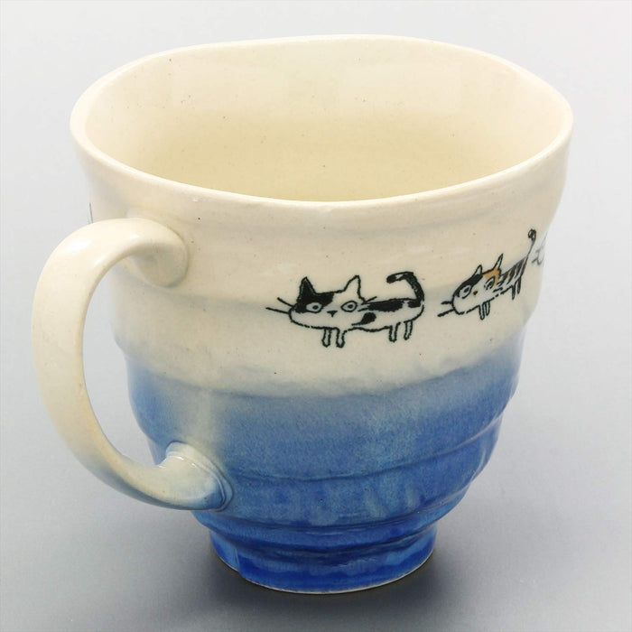 Ichikyu Mino Ware Lightweight Dragon Cat Blue Mug 10cm 132-1639-Kiichin - The #1 Place for Japanese Goods in Your Hand!