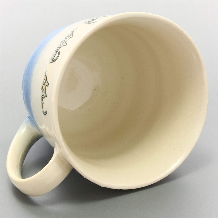 Ichikyu Mino Ware Lightweight Dragon Cat Blue Mug 10cm 132-1639-Kiichin - The #1 Place for Japanese Goods in Your Hand!