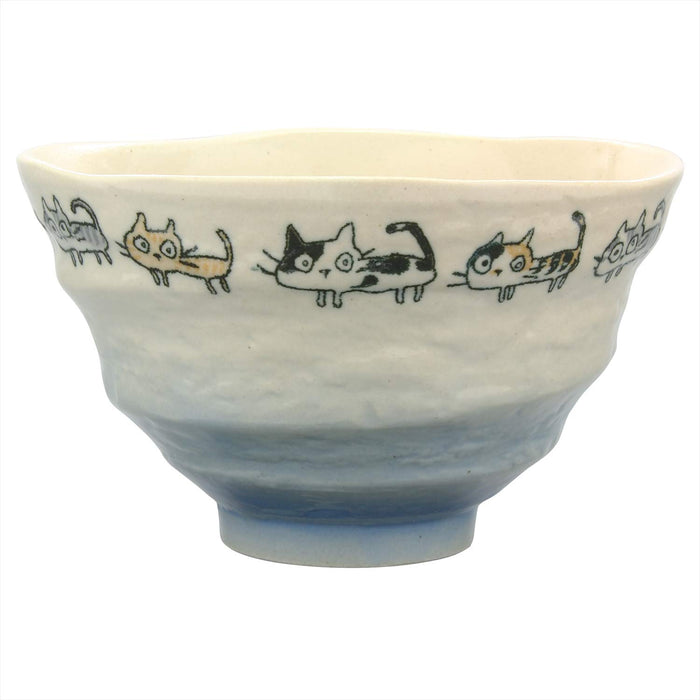 Ichikyu Mino Ware Lightweight 12Cm Blue Dora Neko Rice Tea Bowl-Kiichin - The #1 Place for Japanese Goods in Your Hand!