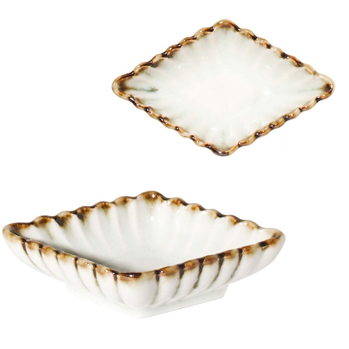 Minoru Pottery White Chrysanthemum Diamond Small Bowl Sabi Design-Kiichin - The #1 Place for Japanese Goods in Your Hand!