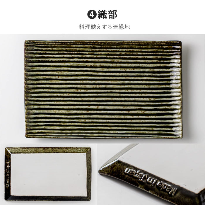 Minoru Touki Lightweight Shinogi Pottery Plate Oribe Green 009-727712-Kiichin - The #1 Place for Japanese Goods in Your Hand!