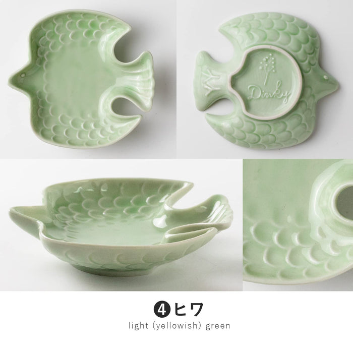 Minoru Pottery Mino Ware Bird Shape Plate Hiwa Green 120mm-Kiichin - The #1 Place for Japanese Goods in Your Hand!