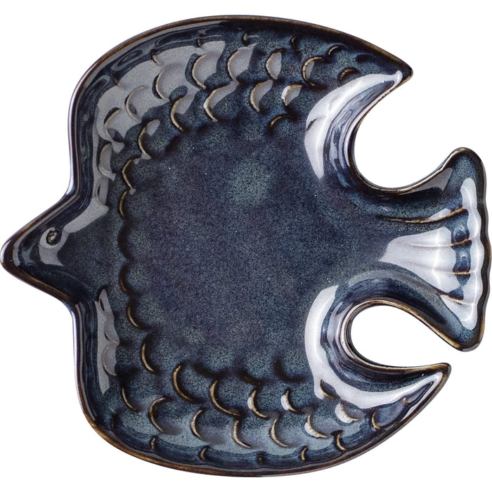 Minoru Pottery Mino Ware 120mm Black Denim Tri-Shaped Plate-Kiichin - The #1 Place for Japanese Goods in Your Hand!