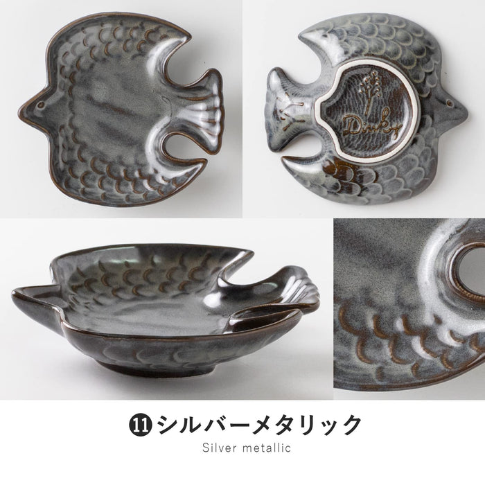 Minoru Pottery Mino Ware Tri-Shaped Silver Metallic Plate 120mm-Kiichin - The #1 Place for Japanese Goods in Your Hand!