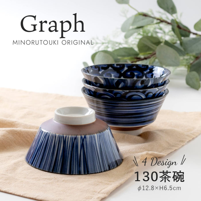 Minoru Pottery Mino Ware 130ml Graph Tea Bowl Uzu Design-Kiichin - The #1 Place for Japanese Goods in Your Hand!