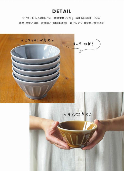 Minoru Pottery Mino Ware Rice Bowl Gray 125ml - Mebole Design-Kiichin - The #1 Place for Japanese Goods in Your Hand!