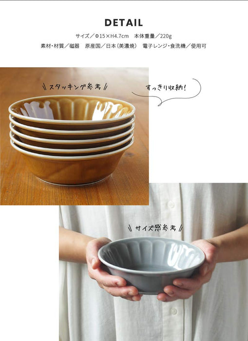 Minoru Pottery Mino Ware Gray Mebole 145 Plate - Elegant Ceramic Dining-Kiichin - The #1 Place for Japanese Goods in Your Hand!