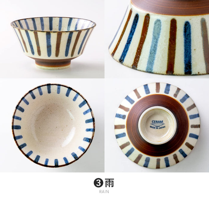 Minoru Pottery Mino Ware Nanpu 130 Tea Bowl Rain Design-Kiichin - The #1 Place for Japanese Goods in Your Hand!