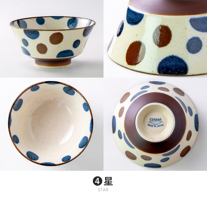 Minoru Pottery Mino Ware Nanpu 150 Bowl Durable Star Design-Kiichin - The #1 Place for Japanese Goods in Your Hand!
