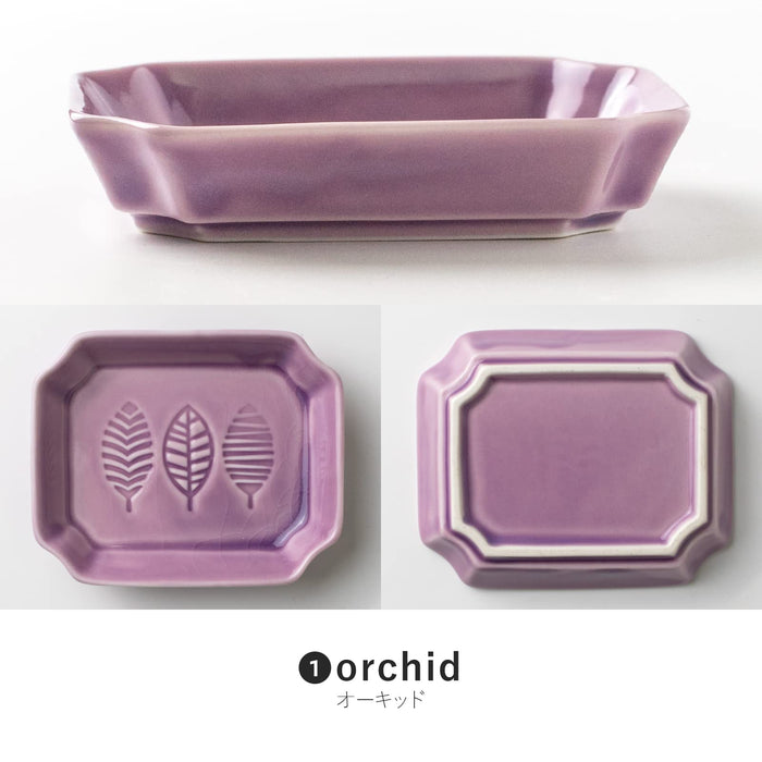 Minoru Pottery Mino Ware Orchid Lehti Rectangular Plate 105-Kiichin - The #1 Place for Japanese Goods in Your Hand!