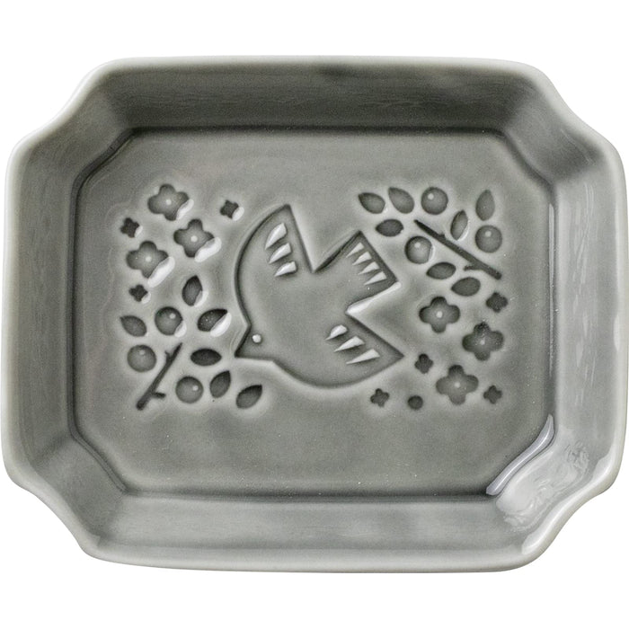 Minoru Pottery Mino Ware Ash Gray Rectangular Plate Pieni-Lintu-105-Kiichin - The #1 Place for Japanese Goods in Your Hand!