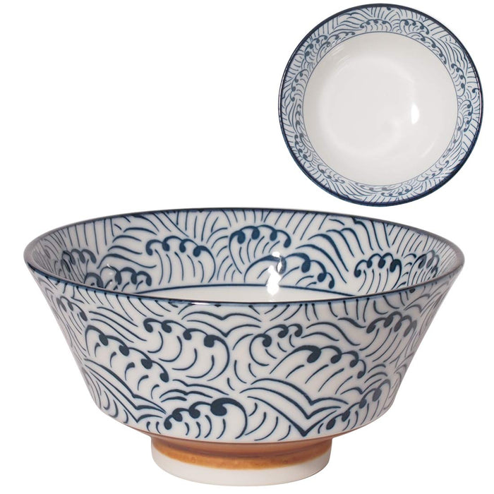 Minoru Pottery Suzu 150 Bowl Wave Design Mino Ware-Kiichin - The #1 Place for Japanese Goods in Your Hand!