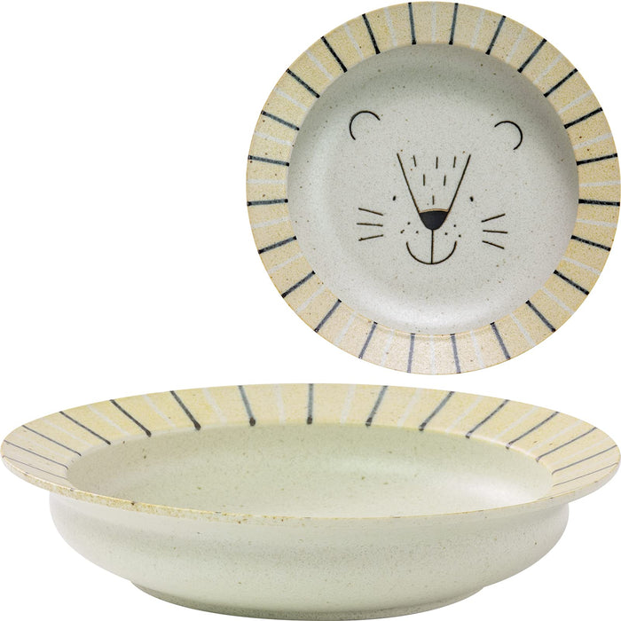 Minoru Touki Awasaka Minoru Pottery 225 Deep Plate Lion Design-Kiichin - The #1 Place for Japanese Goods in Your Hand!