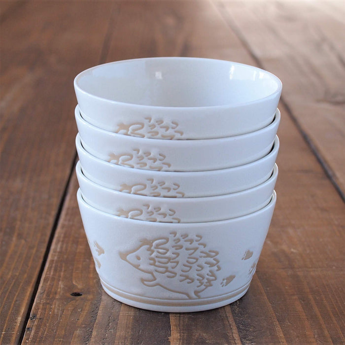 Minoru Pottery Small Bowl Hedgehog Cream 11.4Cm Diameter Lightweight-Kiichin - The #1 Place for Japanese Goods in Your Hand!