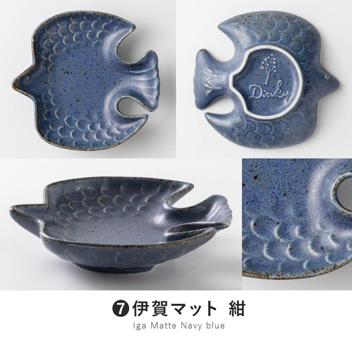 Minoru Pottery Dinky Tri-Shaped Plate Mino Ware Iga Matte Navy 120mm-Kiichin - The #1 Place for Japanese Goods in Your Hand!