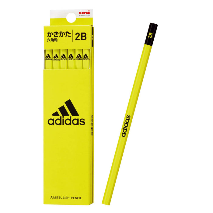 Mitsubishi Pencil Uni Adidas 2B Drawing Pencils - Blue Black Hexagonal Shaft 1 Dozen