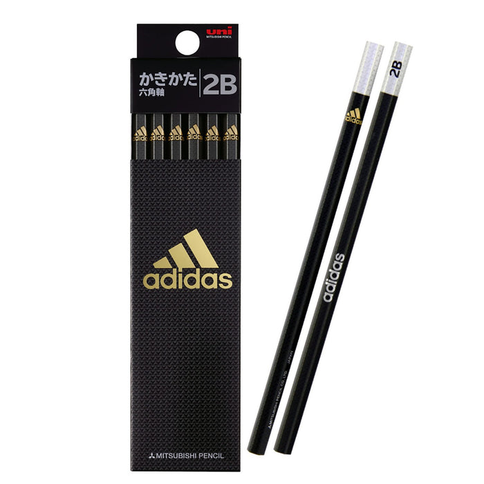 Mitsubishi Pencil Adidas Uni Drawing AI04 2B Black Gold Hexagonal Shaft Pack of 12