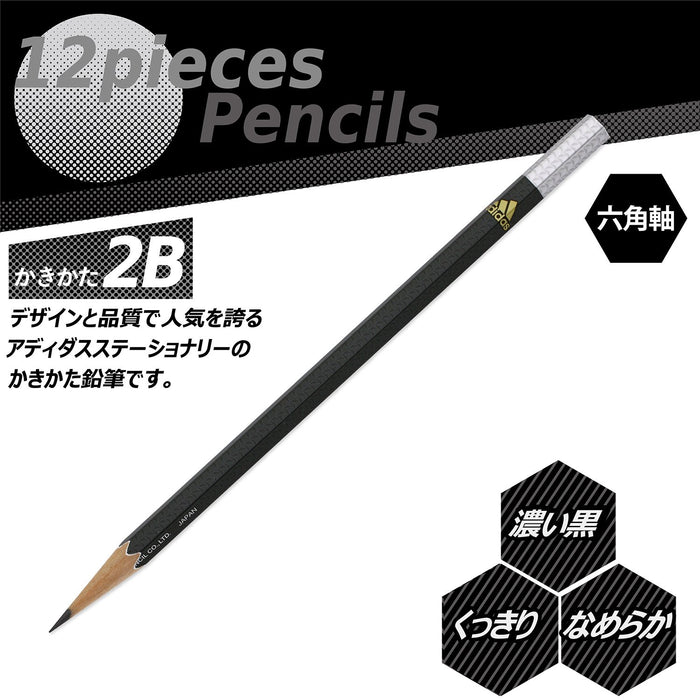 Mitsubishi Pencil Adidas Uni Drawing AI04 2B Black Gold Hexagonal Shaft Pack of 12