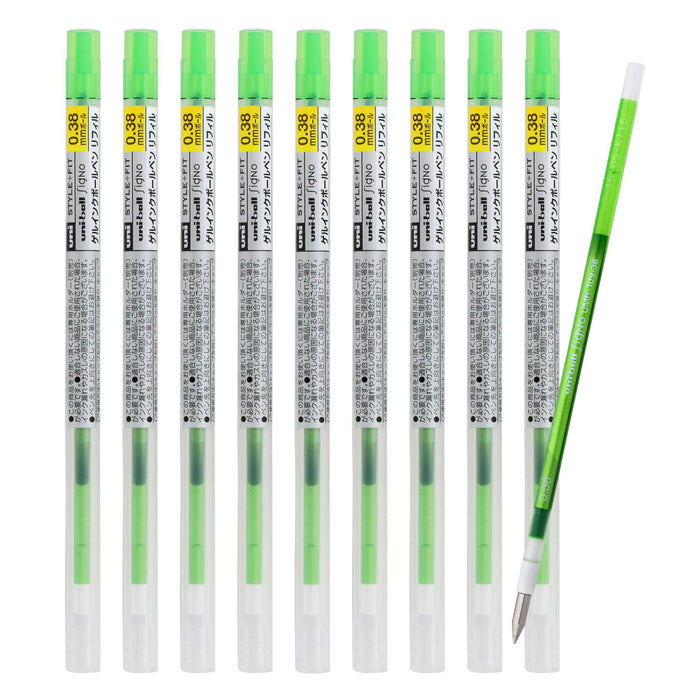 Mitsubishi Pencil - Umr109385 Signo Style Fit 0.38 Ballpoint Pen Refill Lime Green 10 Pieces