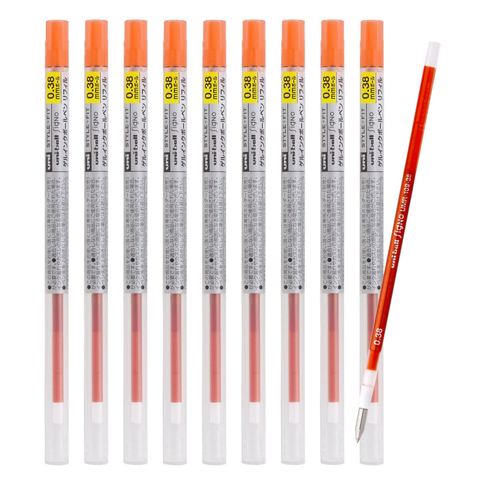 Mitsubishi Pencil 0.38 Ballpoint Pen Refills Style Fit Signo Mandarin Orange 10 Pack