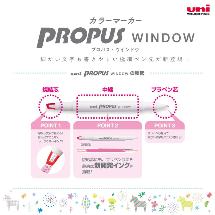 Mitsubishi Pencil 5-Color Basic Propass Window Marker Set PUS103T5C-Kiichin - The #1 Place for Japanese Goods in Your Hand!