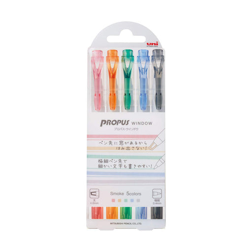 Mitsubishi Pencil Propass Window Smoke Color Marker Set of 5 Colors-Kiichin - The #1 Place for Japanese Goods in Your Hand!