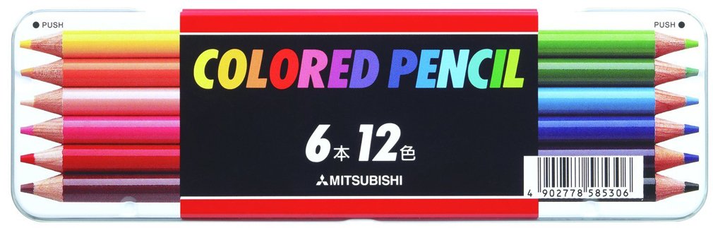 Mitsubishi Pencil 6 Piece Set 12 Standard Colors K51212C Colored Pencils