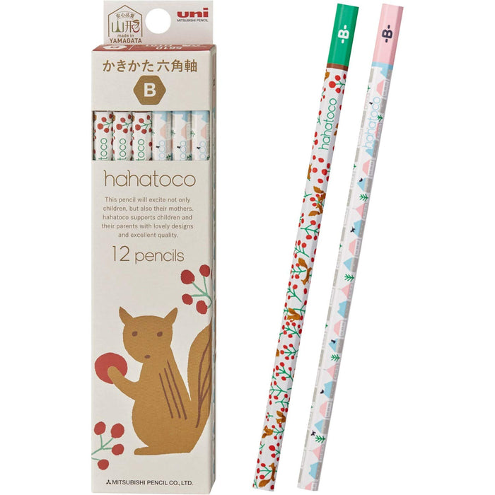 Mitsubishi Pencil Hahatoko HT01 B Squirrel & House Drawing Pencil 1 Dozen K5610B