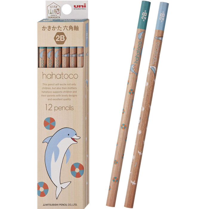 Mitsubishi Pencil Hahatoko HT03 2B Dolphin & Seagull Drawing Pencil,1 Dozen Pack