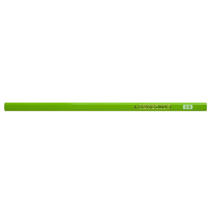 Mitsubishi Pencil 2B Drawing Pencil with Triangular Shaft Yellow Green Pack of 12