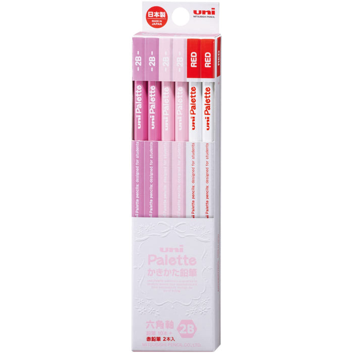 Mitsubishi Pencil Unipalette 2B Drawing Pencil Pastel Pink with Red Pack of 12