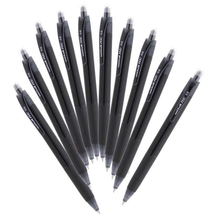 Mitsubishi Pencil Uniball RE 0.5 Erasable Ballpoint Pen 10 Pieces Off Black