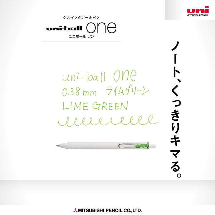 Mitsubishi Pencil Uniball One Gel Ballpoint Pen 0.38 Lime Green 10-pieces