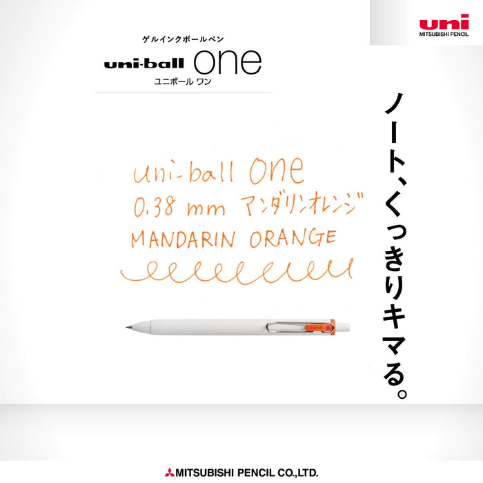 Mitsubishi Pencil Uniball One 0.38 Gel Ballpoint Pen in Mandarin Orange Pack of 10