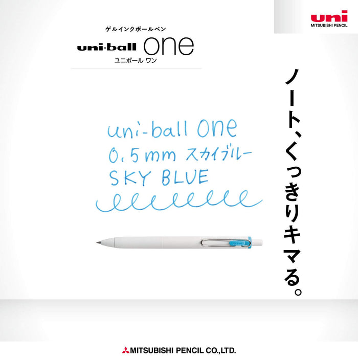 Mitsubishi Pencil Uniball One 0.5 Gel Ballpoint Pen Sky Blue 10 Piece Pack