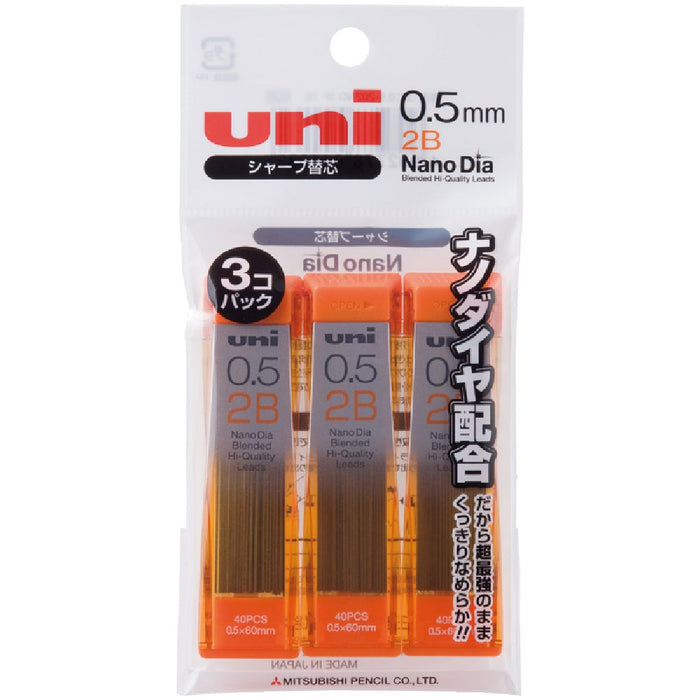 Mitsubishi Pencil 0.5 2B Nano Diamond Mechanical Pencil Lead 3 Piece Set