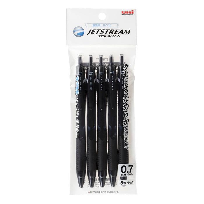 Mitsubishi Pencil Jet Stream Black Ballpoint Pen 0.7mm Oil-Based 5 Pieces