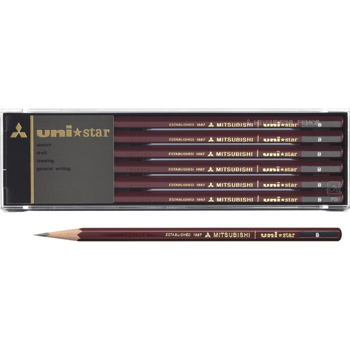 Mitsubishi Pencil Unistar B Pack of 12 High-Quality Writing Pencils