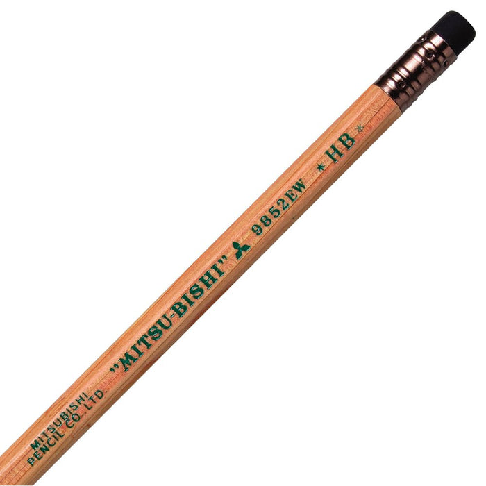 Mitsubishi Pencil HB Recycled 9852Ew Pencils with Eraser Pack of 12