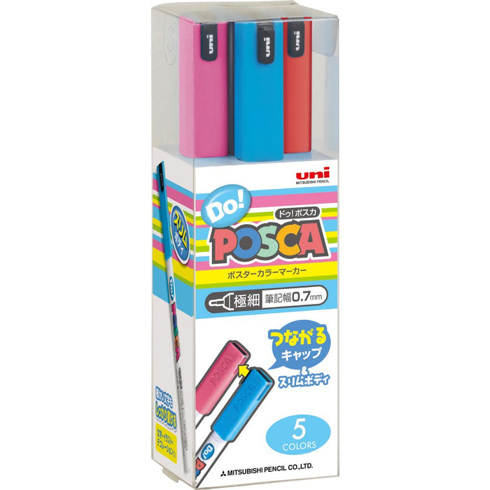 Mitsubishi Pencil Do! Posca Water-Based 5-Color Pack | Extra Fine Pc1Md5C