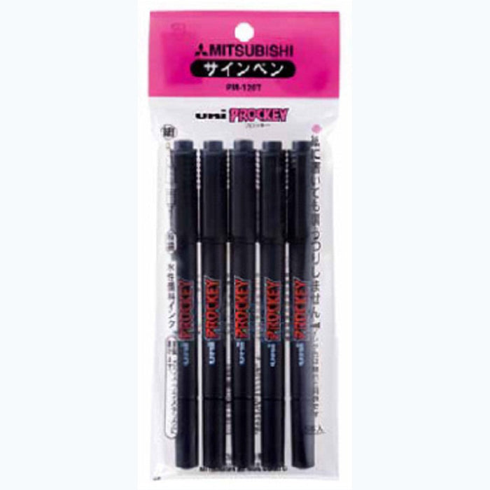 Mitsubishi Pencil Plocky Twin Water-Based Extra Fine Black Pen 5 Pieces